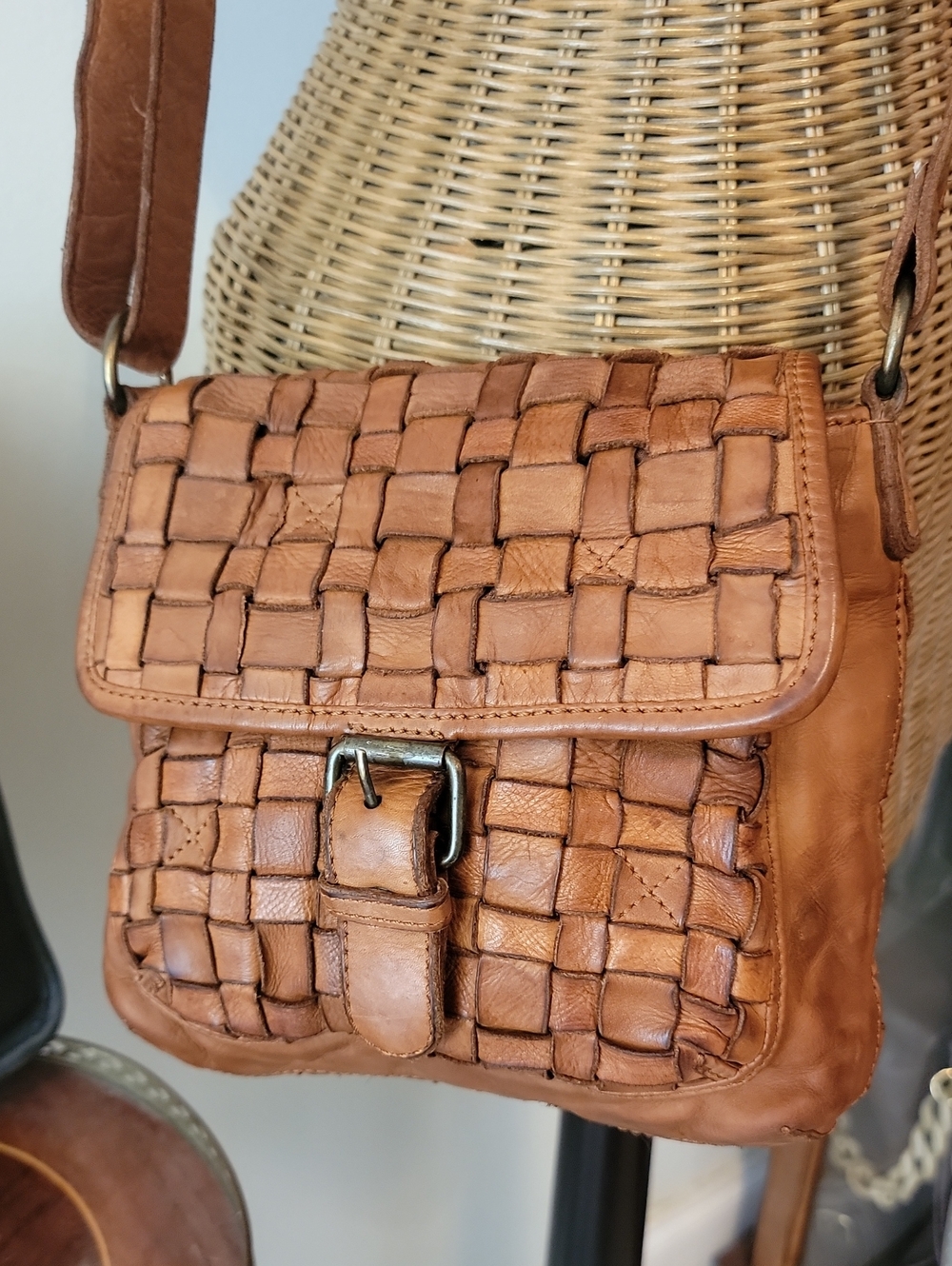 The Trend Woven Leather Crossbody